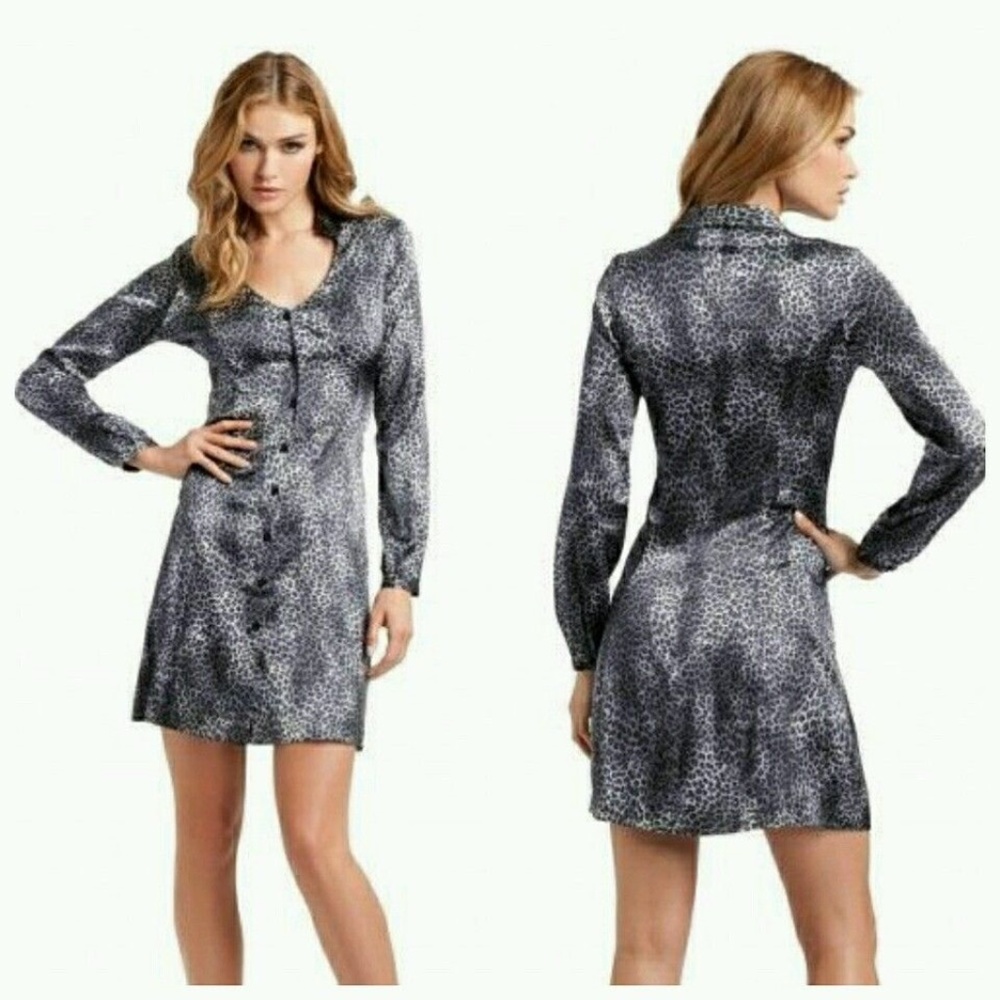 NEW GUESS BY MARCIANO BABY CHEETAH SILK DRESS XS